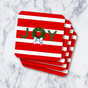 Coasters - JOY red stripes