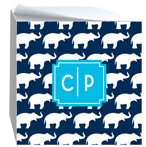 Post it Note Cube Elephant pattern Navy