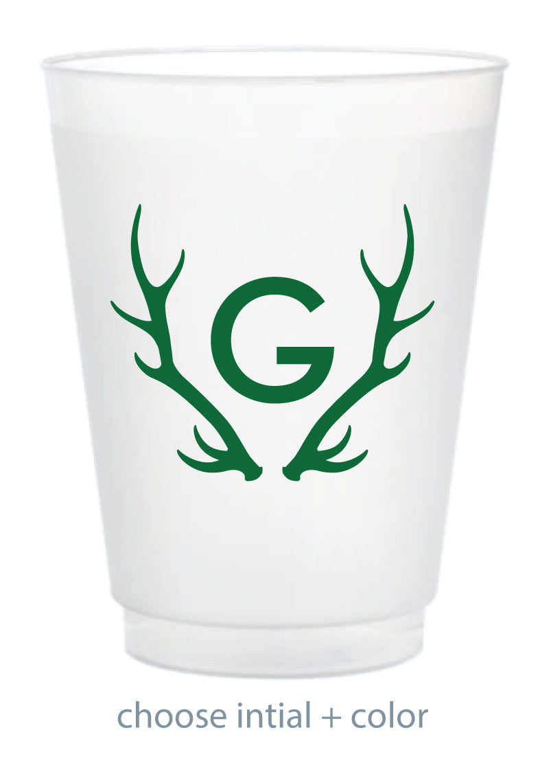 Custom Frosted Cup - Antler Initial
