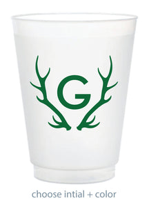 Custom Frosted Cup - Antler Initial