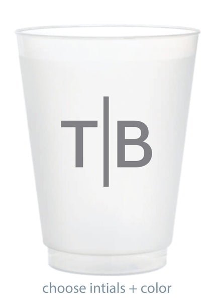 Custom Frosted Cup - Horizontal Bar Monogram