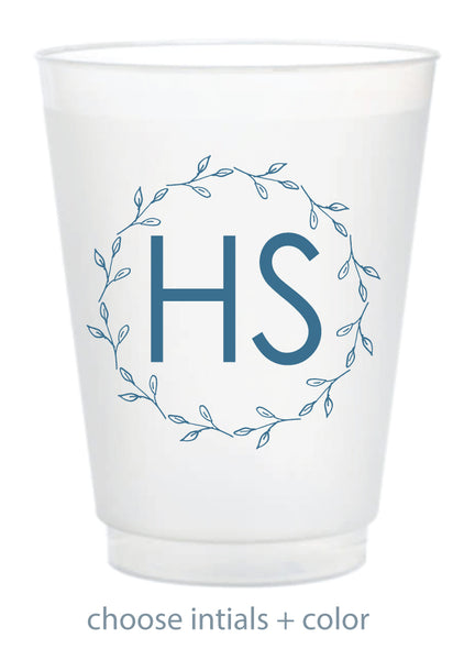 Custom Frosted Cup - Vine Border Monogram