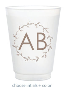 Custom Frosted Cup - Vine Border Monogram