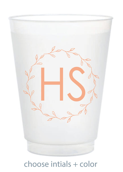 Custom Frosted Cup - Vine Border Monogram