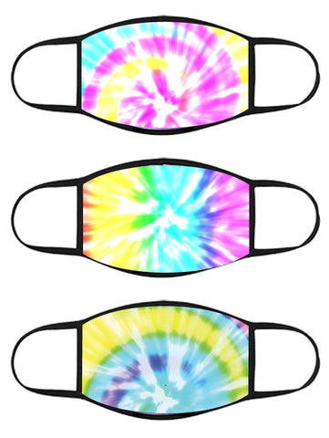 FACE MASK - Three Pack - Pastel Rainbow TIE DYE