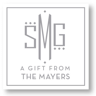 Gift Sticker Monogram Modern Square Dot White (more color options)