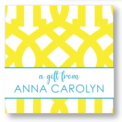 Gift Sticker Oval Trellis Yellow