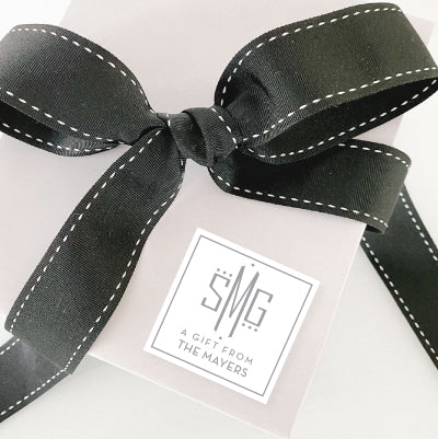 Gift Sticker Monogram Modern Square Dot White (more color options)