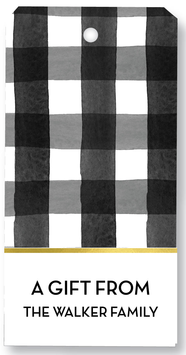 Gift Tag Holiday Buffalo Plaid Black + White