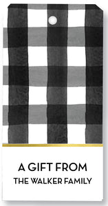 Gift Tag Holiday Buffalo Plaid Black + White