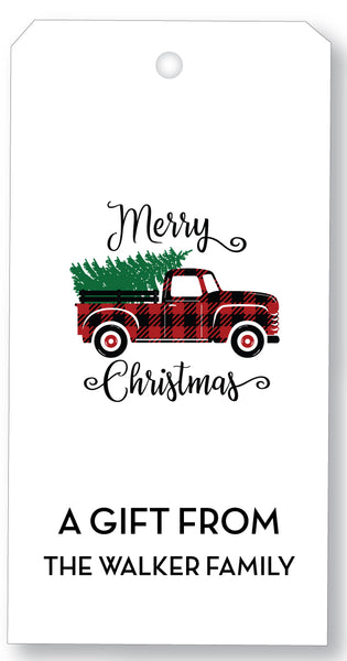Holiday Gift Tag - Red Christmas Truck
