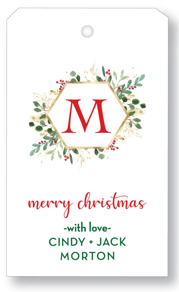 Gift Tag Watercolor Ornate Wreath