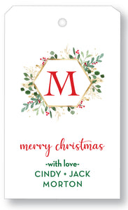 Gift Tag Watercolor Ornate Wreath