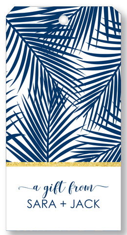 Gift Tag Palm Print Navy