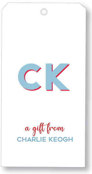 Gift Tag Initials Shadow Text (more color options)