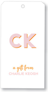 Gift Tag Initials Shadow Text (more color options)
