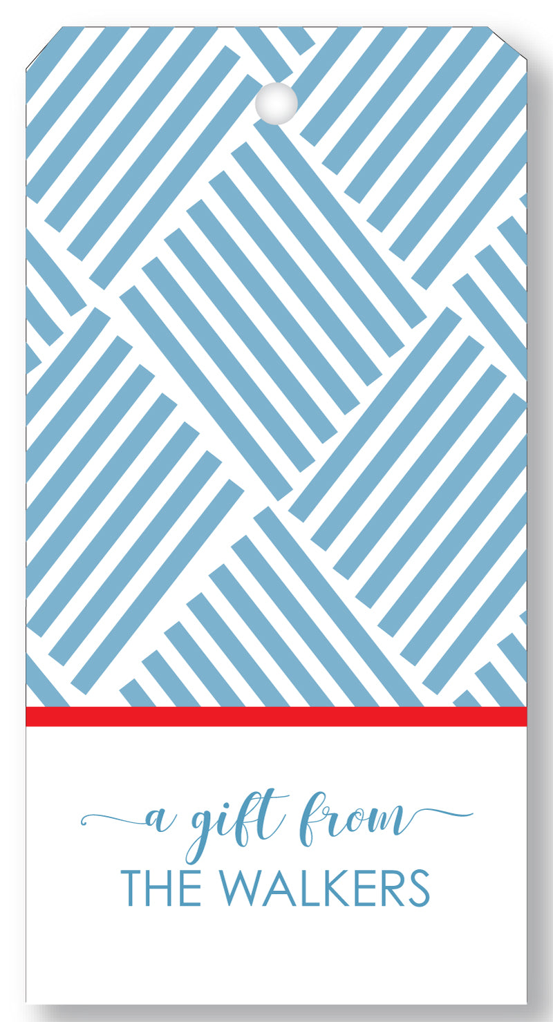 Gift Tag Basketweave French Blue