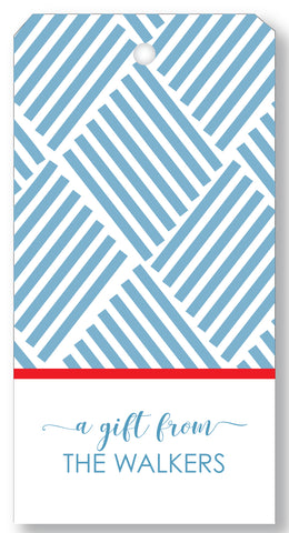 Gift Tag Basketweave French Blue