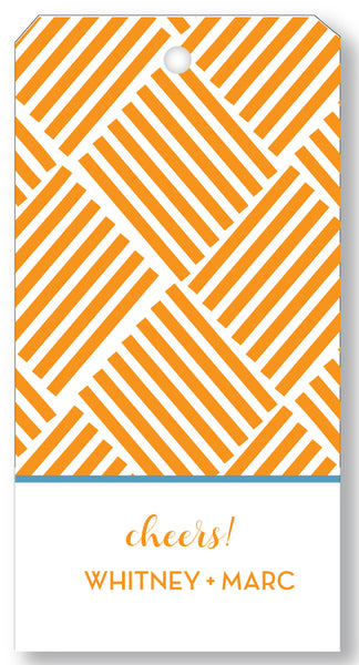 Gift Tag Basketweave Orange