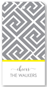 Gift Tag Greek Key Grey