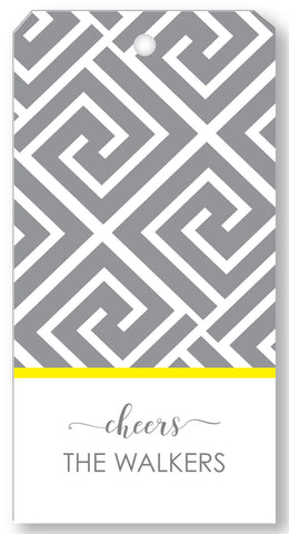 Gift Tag Greek Key Grey