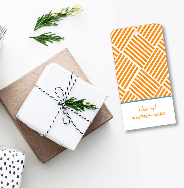 Gift Tag Basketweave Orange