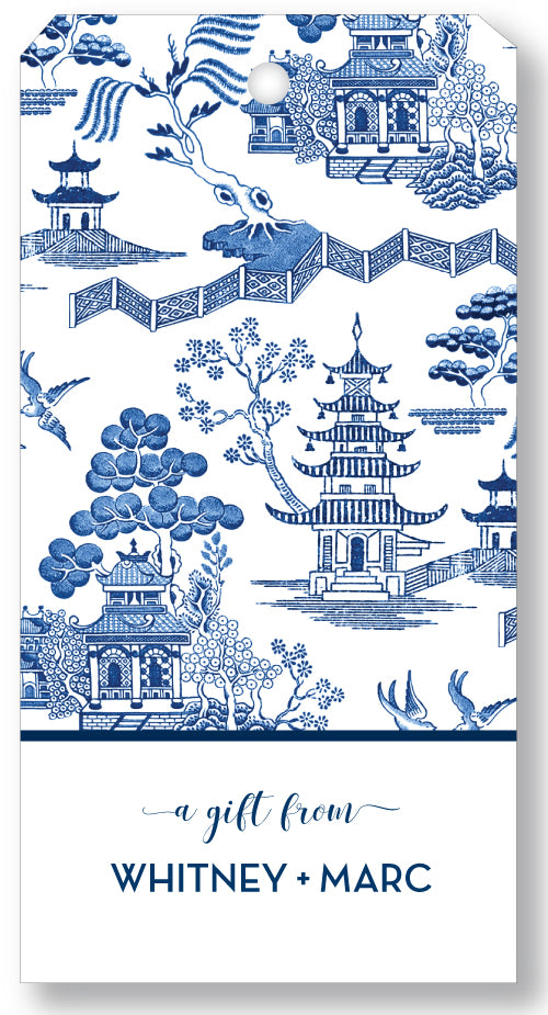 Gift Tag Chinoiserie Toile Blue