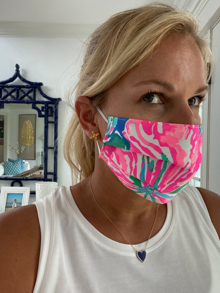 FACE MASK with filter - Palm Beach Print Pink