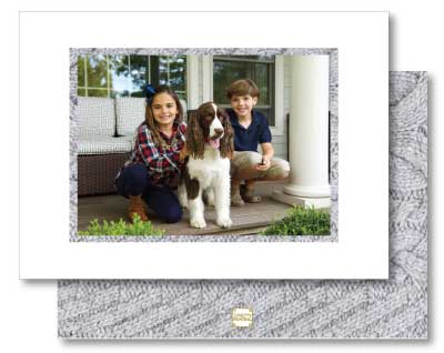 Holiday Photo Card Luxe Cable Knit Grey