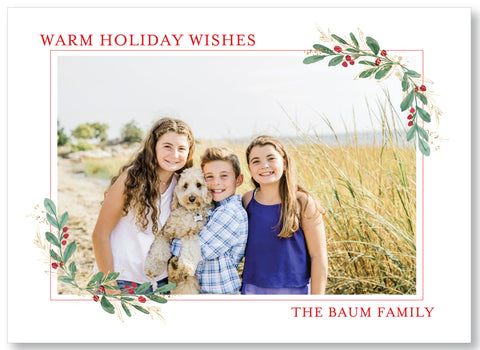 Holiday Photo Card Watercolor Greenery