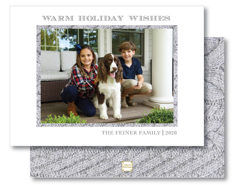 Holiday Photo Card Luxe Cable Knit Grey