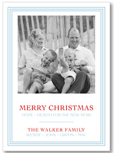Holiday Classic Photo Card Triple Stripe Border - Pale Blue