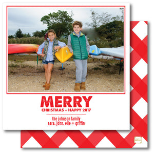 Luxe Holiday Photo Card Gingham Red