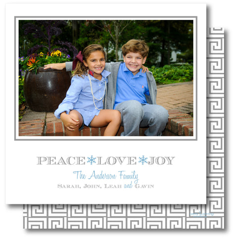 Holiday Square Photo Card Greek Key Grey