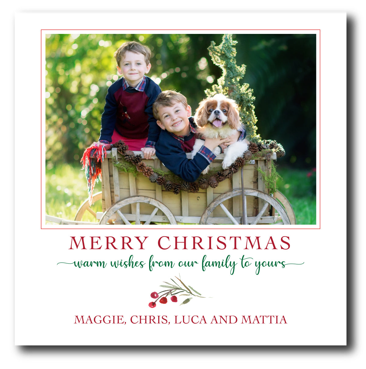 Holiday Square Photo Card Classic Red