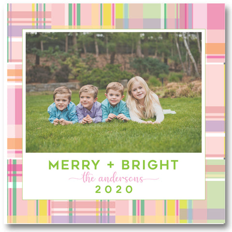 Luxe Holiday Photo Card Madras Pink