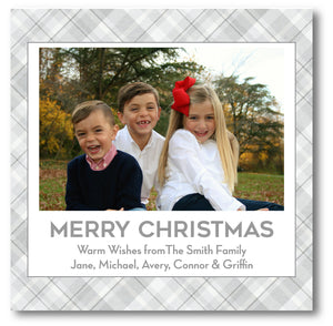 Holiday Photo Card Grey Plaid