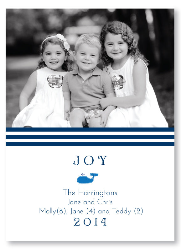 Holiday Photo Card Rugby Stripe Navy