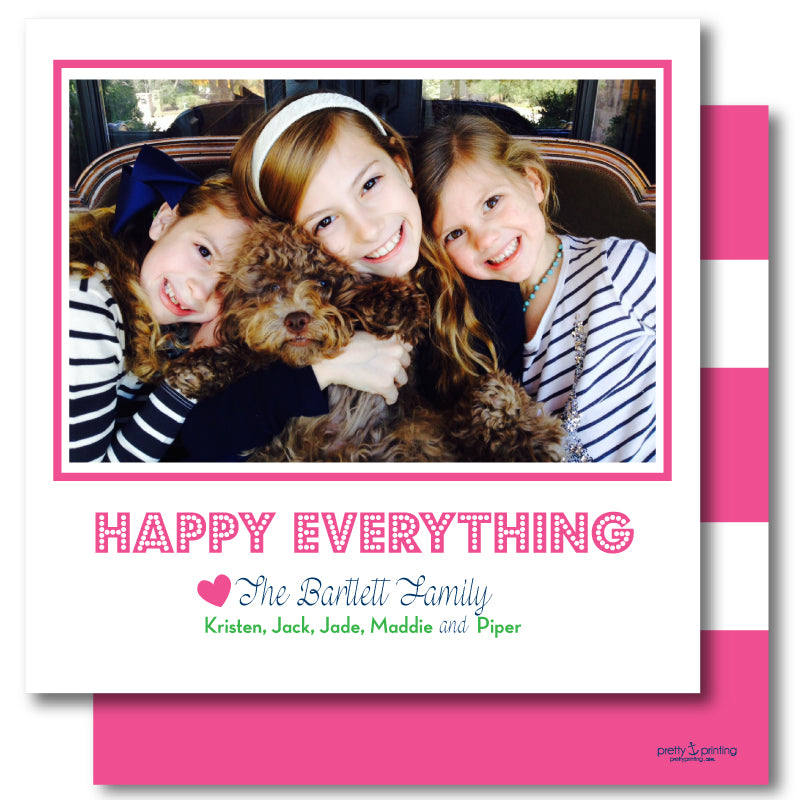 Luxe Holiday Photo Card Awning Stripe Pink