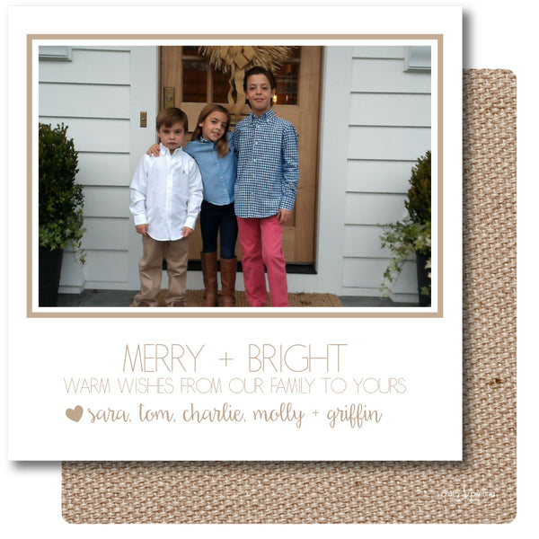 Luxe Holiday Photo Card Burlap Linen Effect
