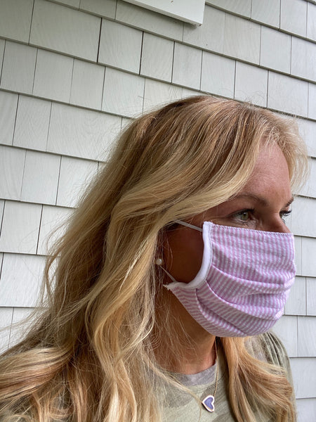 FACE MASK with filter - Seersucker Pink
