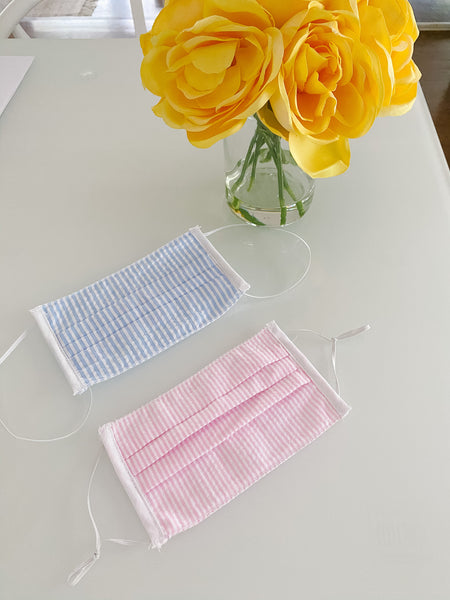 FACE MASK with filter - Seersucker Pink