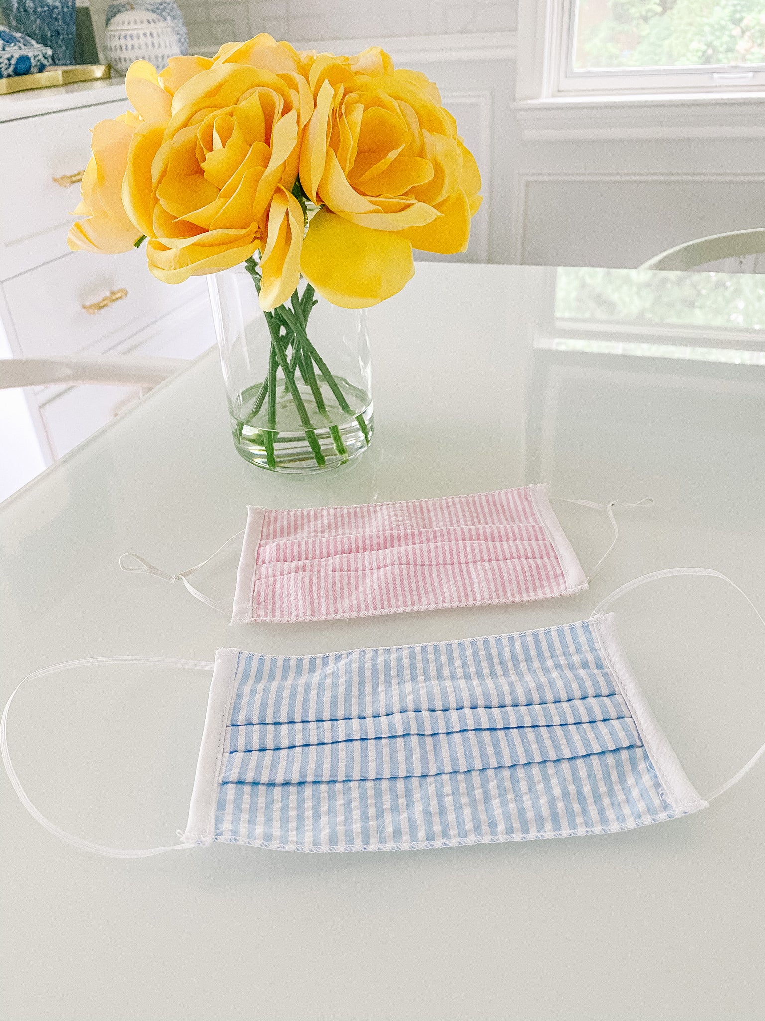 FACE MASK with filter - Seersucker 2 Pack (Pink/Blue combo)