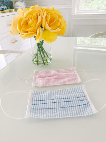 FACE MASK with filter - Seersucker 2 Pack (Pink/Blue combo)