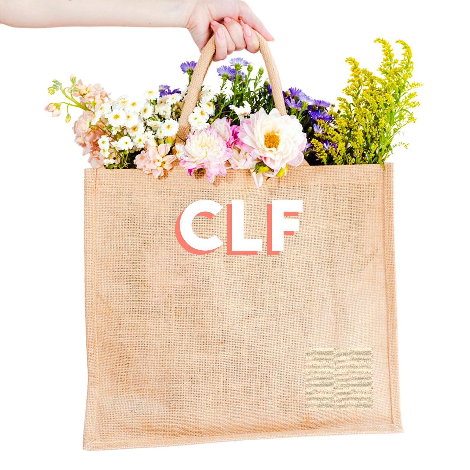 Jute Top Handle Carry All Tote with Shadow Monogram