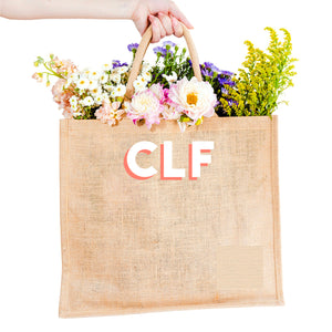Jute Top Handle Carry All Tote with Shadow Monogram