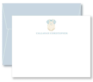 Notecard Double Sided - Baby Boy Monogram Coverall