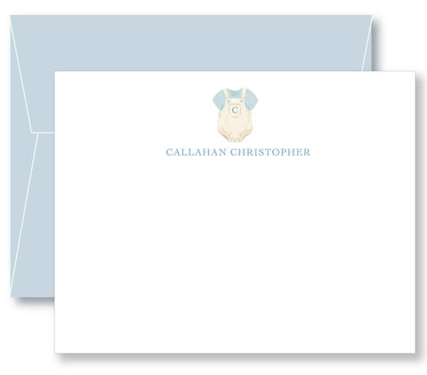 Notecard Double Sided - Baby Boy Monogram Coverall
