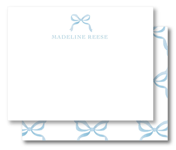 Notecard Double Sided - Watercolor Bow Pattern Blues
