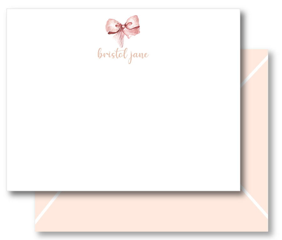 Notecard Vintage Blush Bow - with Blush Envelopes